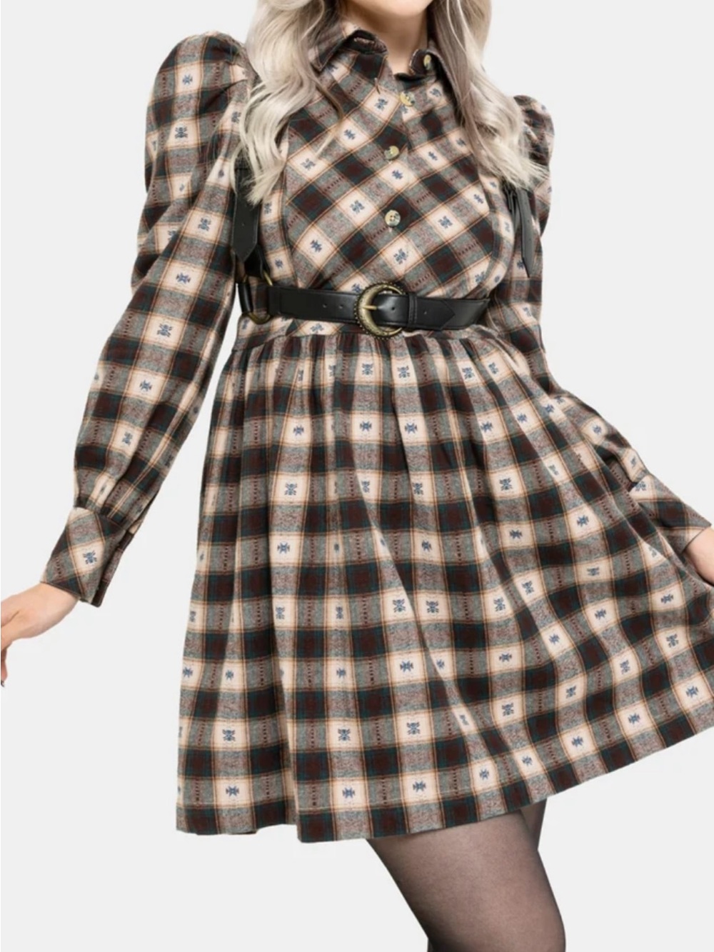 Emily Plaid Check Mini Dress Disturbia Flannel BabyDoll Style NWT 8